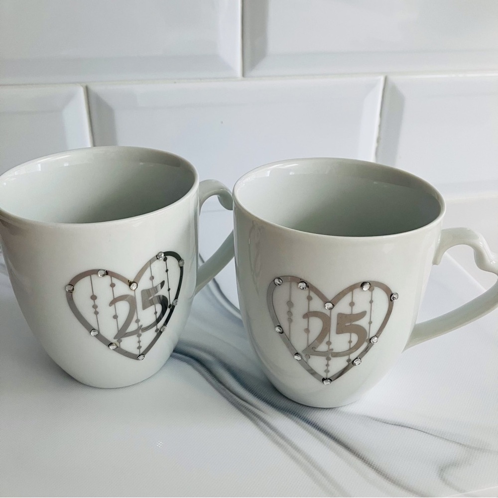 Cups Verdici Design design heart 25th Anniversary strass white porcelain